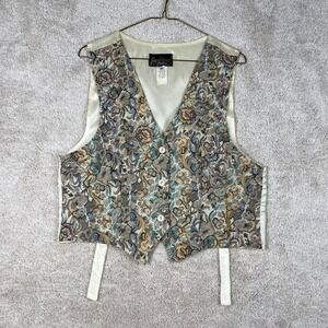 Vintage Floral Tapestry Vest Women Medium Multi Color USA Requirements Petites